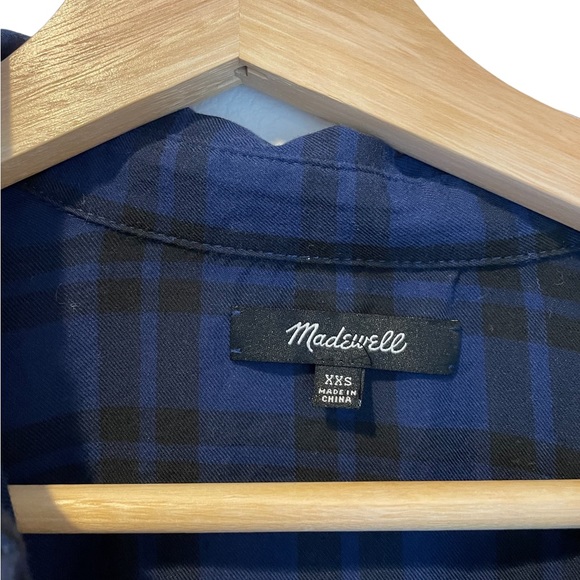 Madewell Blue Button Up Flannel Size XXS - Picture 3 of 5